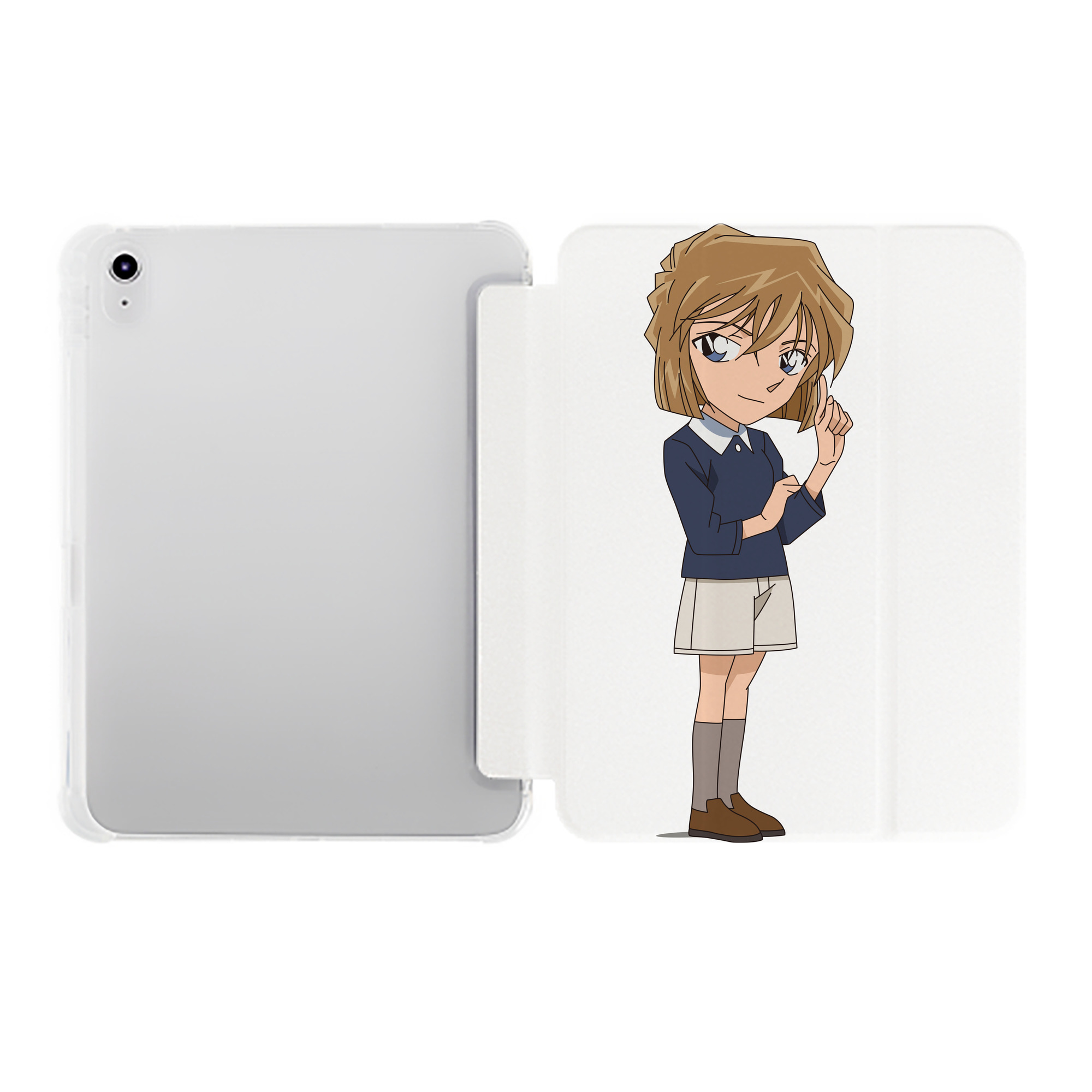 （画像用） 名探偵コナン 灰原 哀 はいばら あい Detective Conan Anita Hailey、Vi Graythorn Haibara Ai IPad ケース ペン収納付き 三つ折りスタンド PUレザー×シリコン 対応機種9.5/10.5/10.9インチ